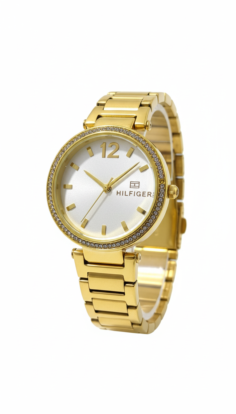 Tommy Hilfiger Gold Tone Crystal Accent Watch - Mirror