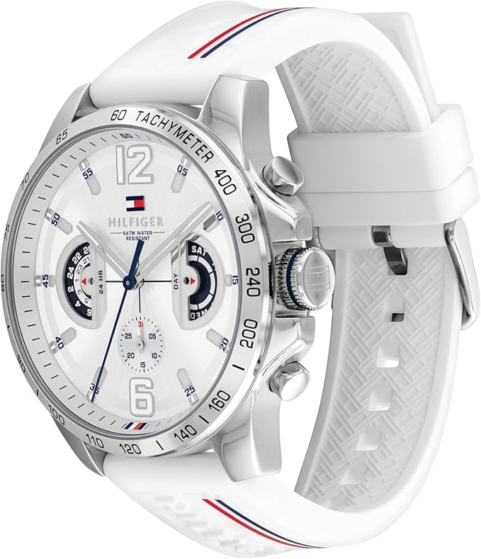Tommy Hilfiger Men's Chronograph Watch with White Silicone Strap - Mirror