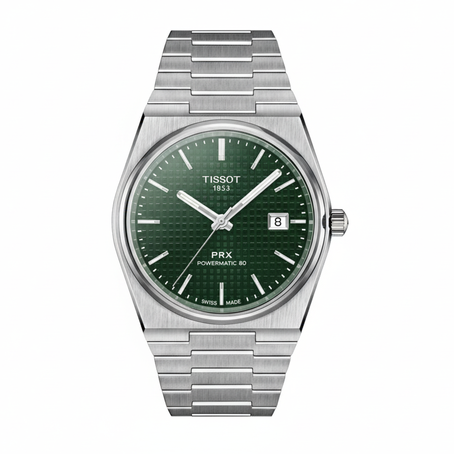Tissot PRX Powermatic 80 Green Dial Men’s Watch – Stainless Steel Bracelet - Mirror