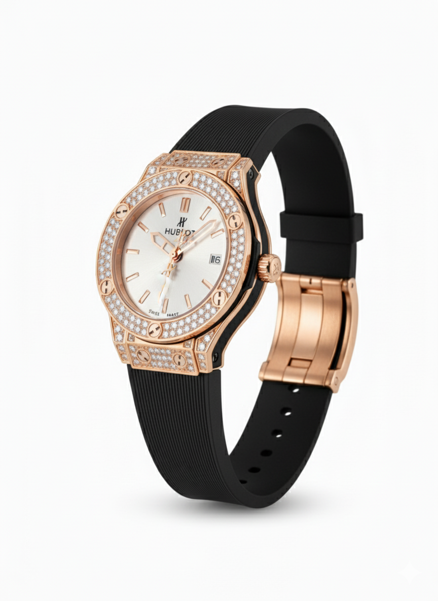 Hublot Classic Fusion King Gold Black Diamond Pave - Mirror