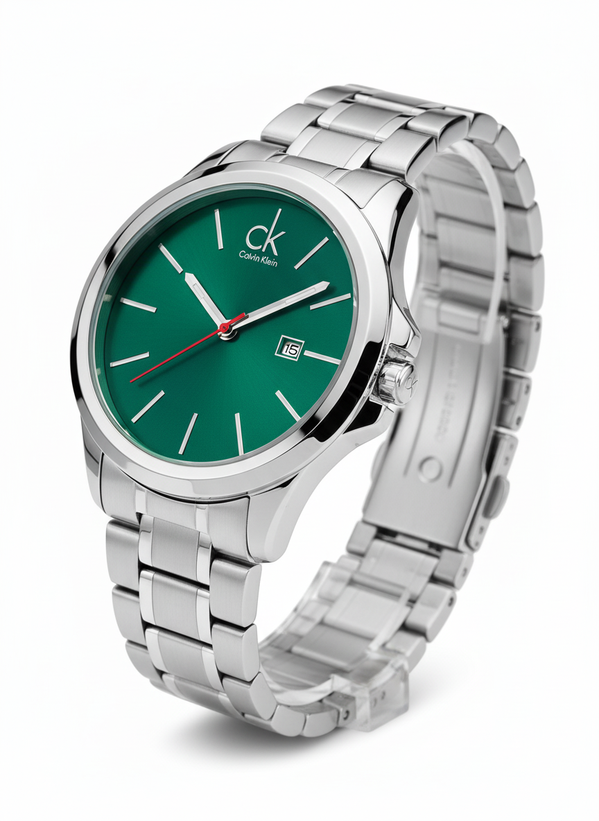 Calvin Klein (CK) Men's Stainless Steel Watch with Green Dial - Mirror