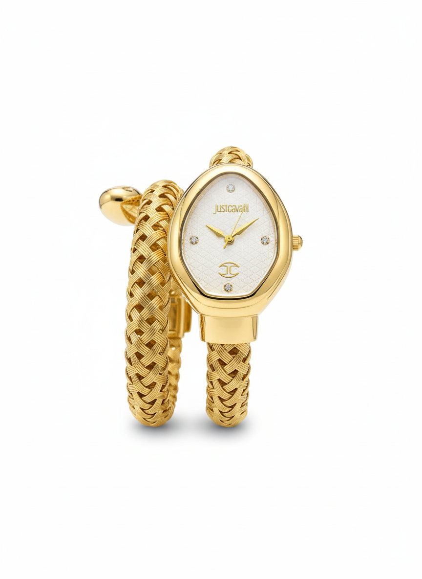 Just Cavalli Gold Serpent Bangle Watch - Mirror