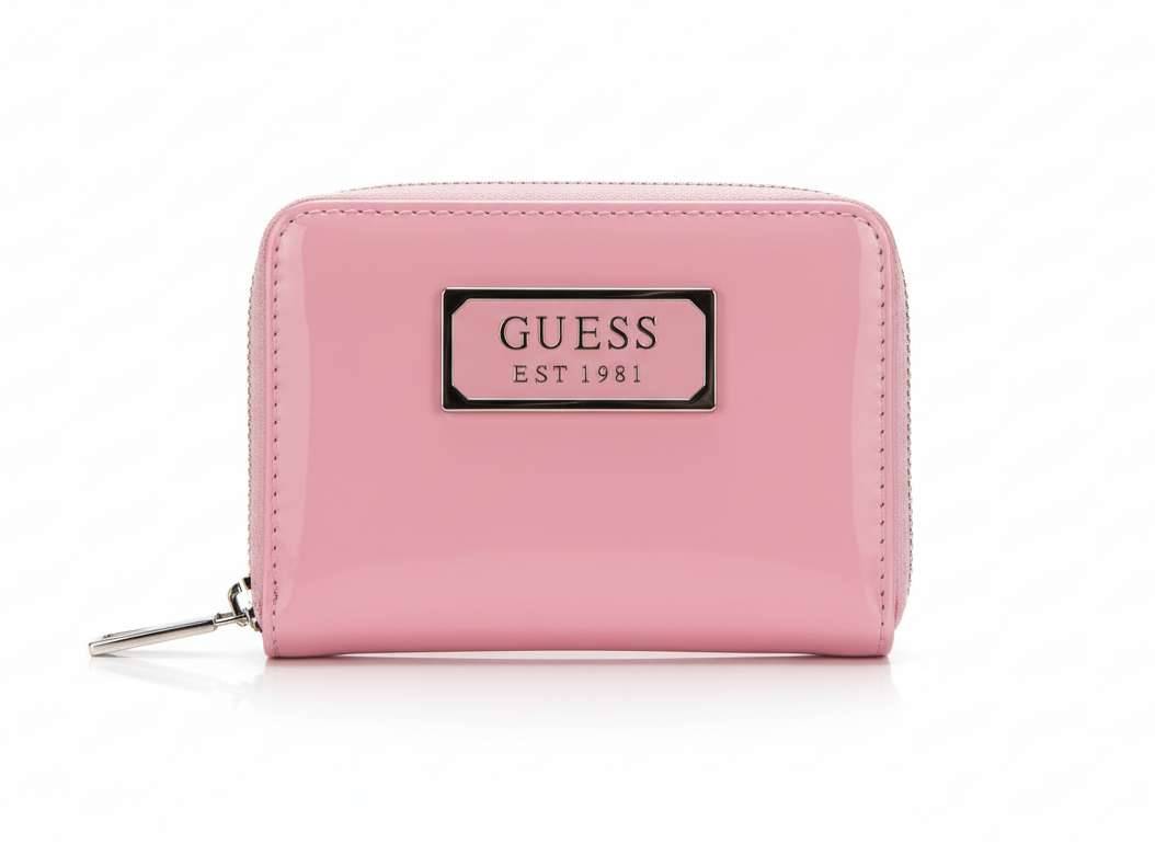 Guess Bubblegum Pink Patent Zip-Around Wallet - Mirror