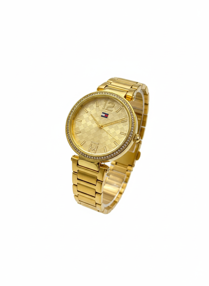 Tommy Hilfiger Stainless Steel Gold Tone Crystal Watch - Mirror