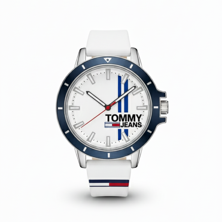 Tommy Jeans Casual Watch (White Silicone Strap & White Dial)