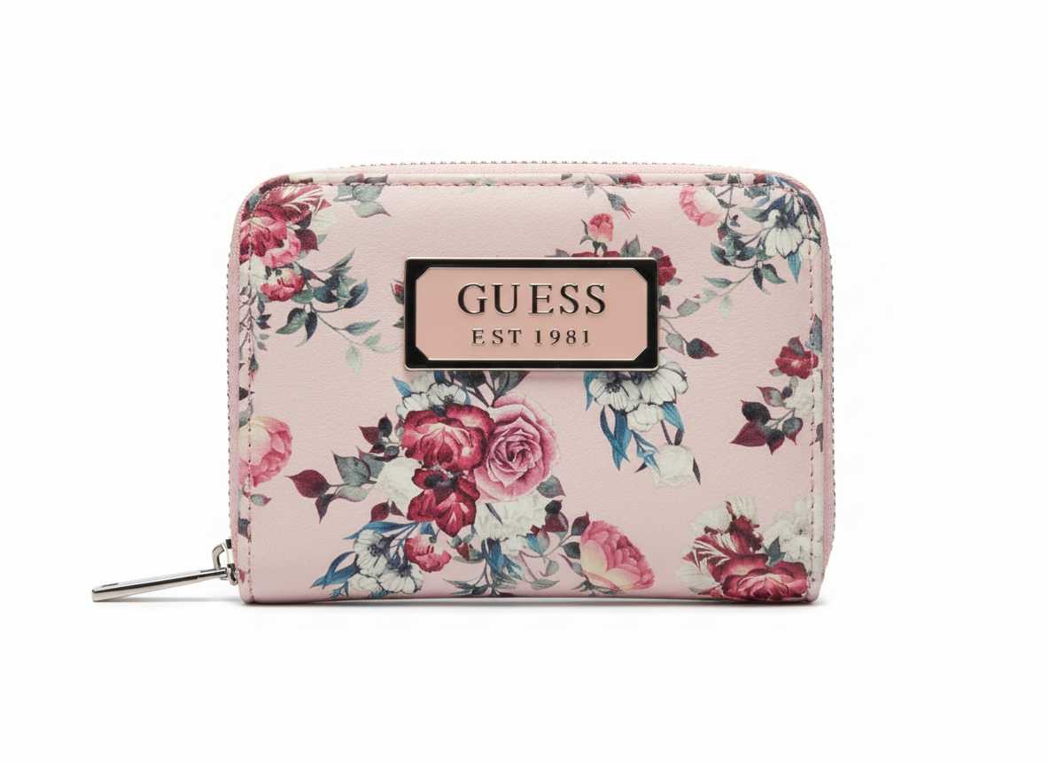 Guess Romantic Floral Print Zip-Around Wallet - Mirror