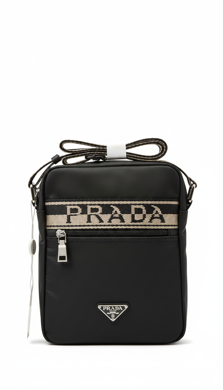 Prada Logo Strap Re-Nylon Crossbody Bag - Mirror
