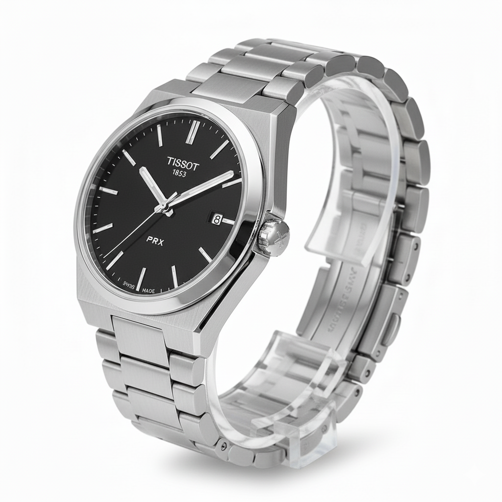 Tissot PRX Powermatic 80 Black Dial Men’s Watch – Stainless Steel Bracelet - Mirror