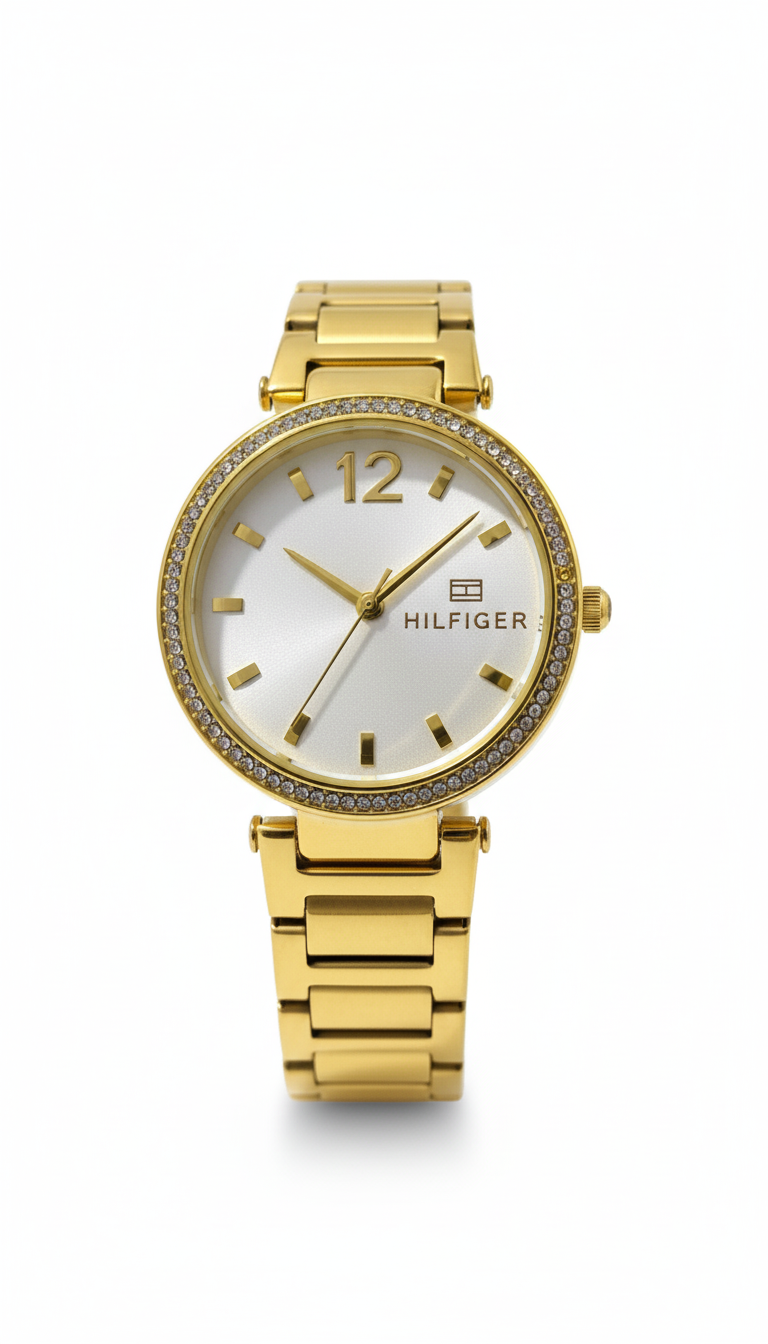 Tommy Hilfiger Gold Tone Crystal Accent Watch - Mirror