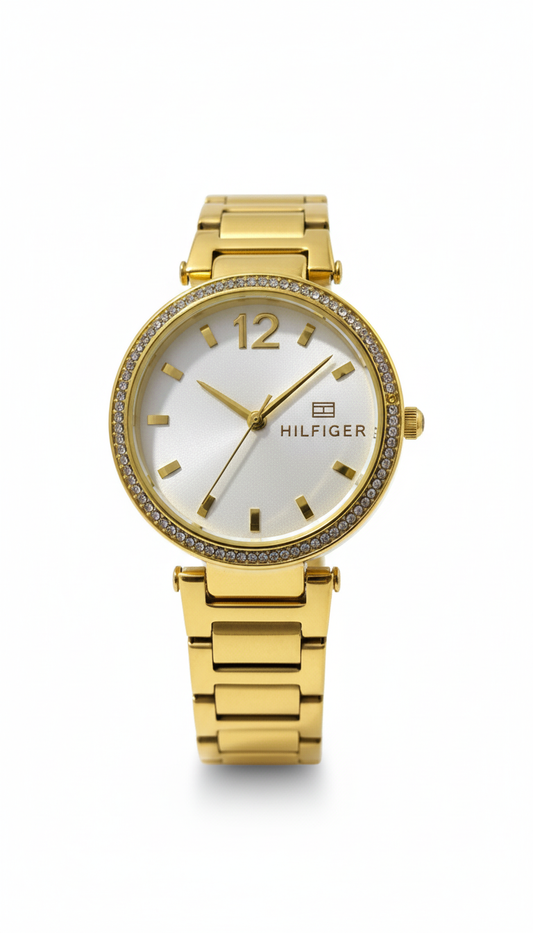 Tommy Hilfiger Gold Tone Crystal Accent Watch - Mirror