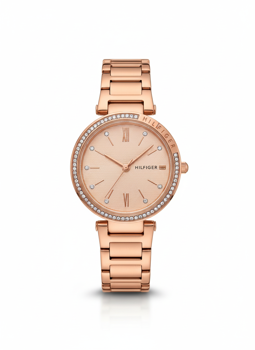 Tommy Hilfiger Rose Gold Tone Crystal Accent Watch - Mirror