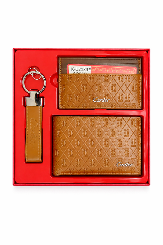 Cartier Luxury Brown Leather Essentials Set