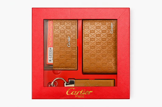 Cartier Luxury Brown Leather Essentials Set