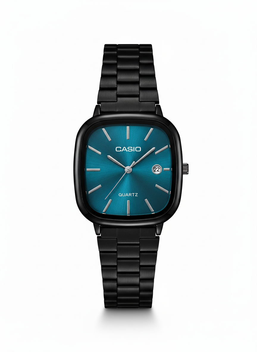 Casio Black-Tone Watch with Blue Dial - Mirror