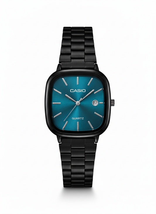 Casio Black-Tone Watch with Blue Dial - Mirror