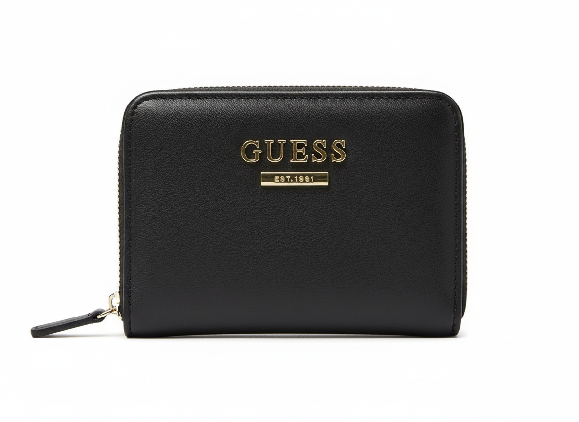 Guess Bifold Zip-Around Wallet (Black) - Mirror
