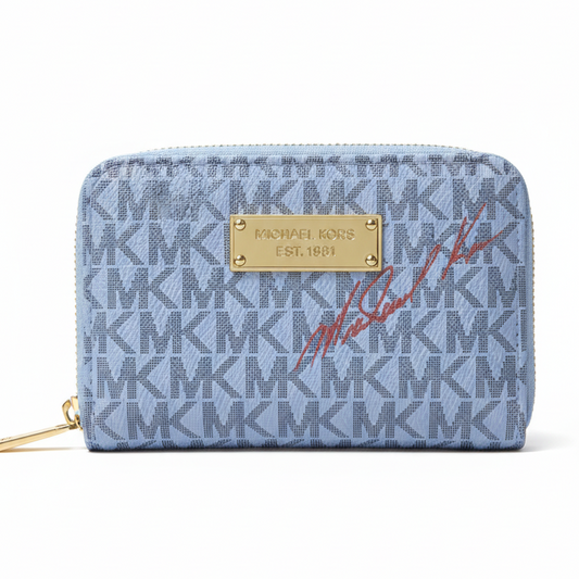 Michael Kors Logo Print Bifold Zip Wallet - Blue