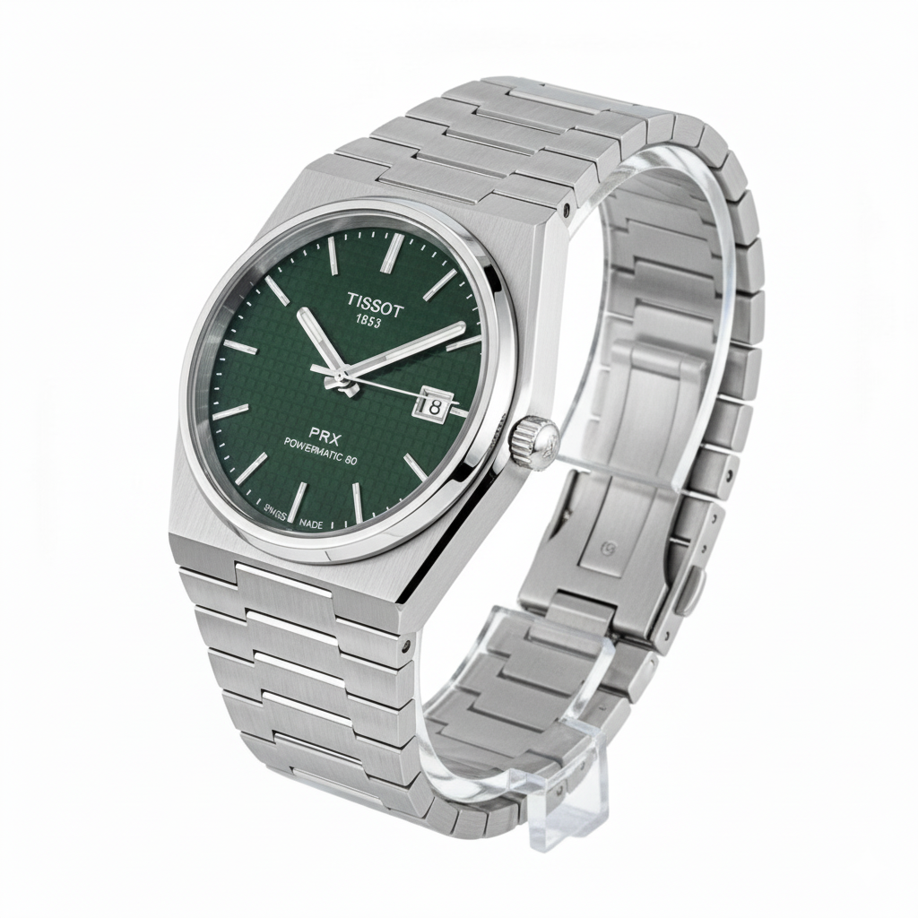 Tissot PRX Powermatic 80 Green Dial Men’s Watch – Stainless Steel Bracelet - Mirror