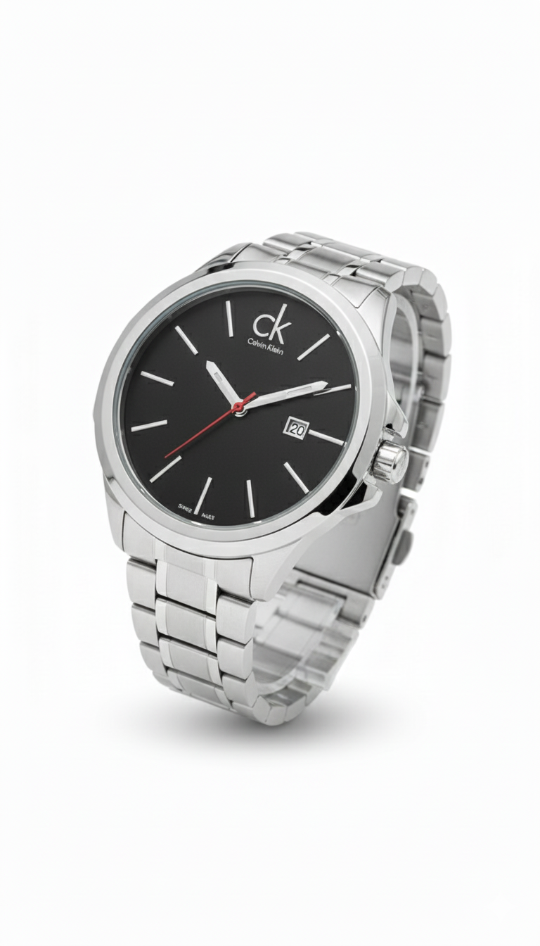 Calvin Klein (CK) Men's Stainless Steel Watch with Black Dial - Mirror