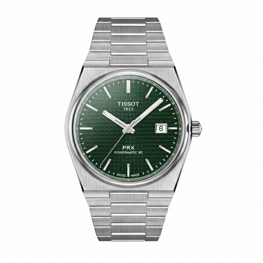 Tissot PRX Powermatic 80 Green Dial Men’s Watch – Stainless Steel Bracelet - Mirror
