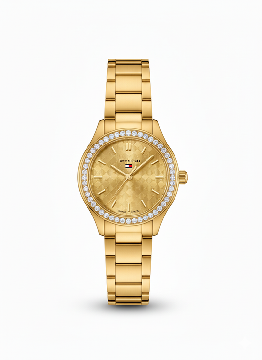 Tommy Hilfiger Stainless Steel Gold Tone Crystal Watch - Mirror
