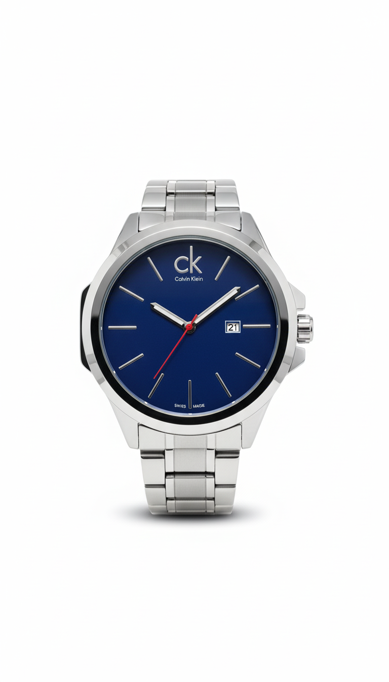 Calvin Klein (CK) Men's Stainless Steel Watch with Deep Blue Dial - Mirror