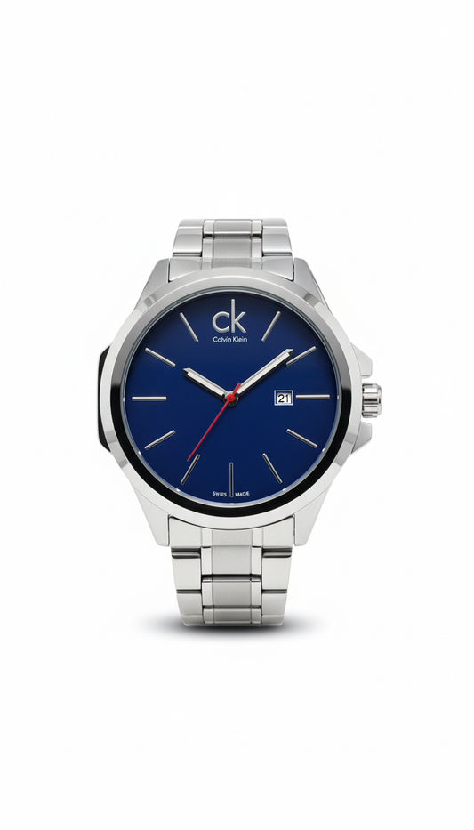 Calvin Klein (CK) Men's Stainless Steel Watch with Deep Blue Dial - Mirror