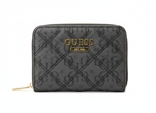 Guess Quilted Logo Compact Zip-Around Wallet - Mirror