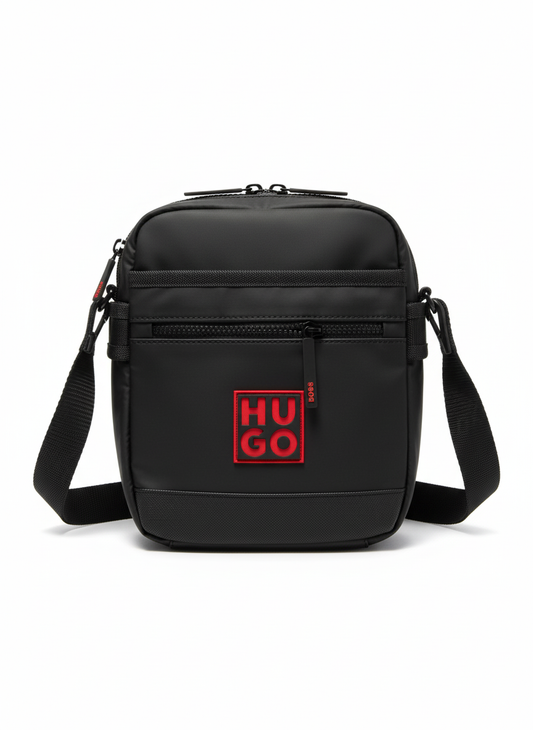 HUGO Crossbody Bag with Red Logo Label - Mirror