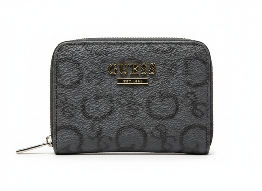 Guess Black Debossed Logo Compact Wallet - Mirror