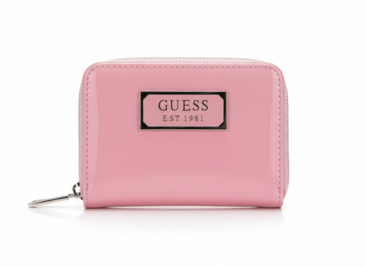 Guess Bubblegum Pink Patent Zip-Around Wallet - Mirror