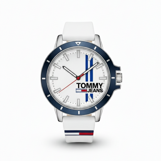 Tommy Jeans Casual Watch (White Silicone Strap & White Dial)