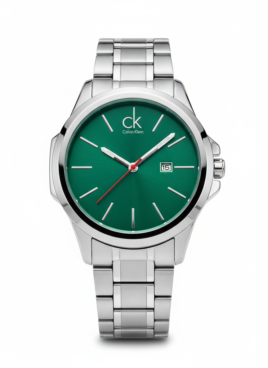 Calvin Klein (CK) Men's Stainless Steel Watch with Green Dial - Mirror