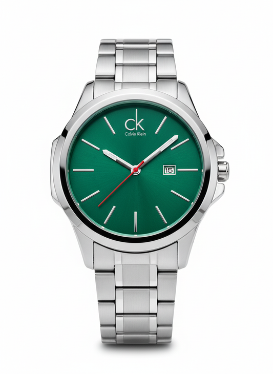 Calvin Klein (CK) Men's Stainless Steel Watch with Green Dial - Mirror