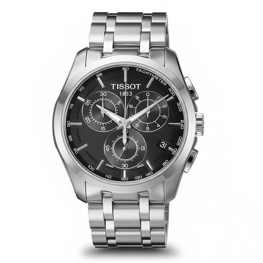 Tissot Chronograph Stainless Steel Men’s Watch – Black Dial - Mirror