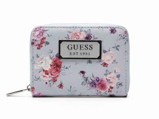 Guess Dusty Blue Floral Zip-Around Wallet - Mirror