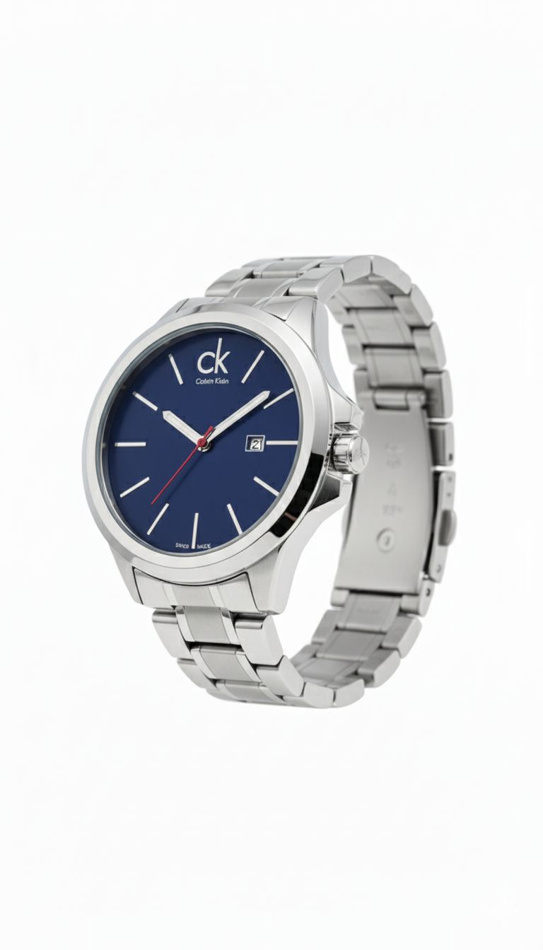 Calvin Klein (CK) Men's Stainless Steel Watch with Deep Blue Dial - Mirror