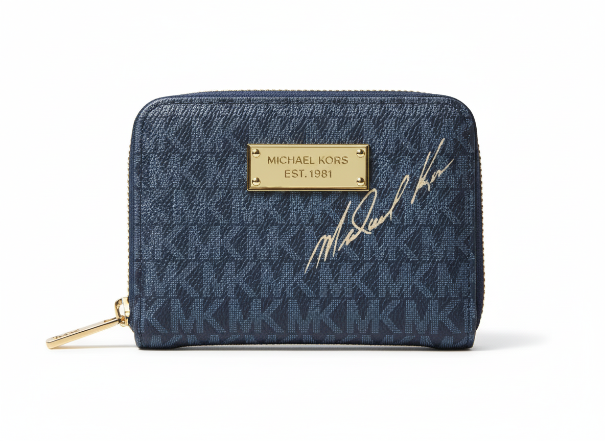 Michael Kors Navy Signature Monogram Signed Edition Wallet - Mirror