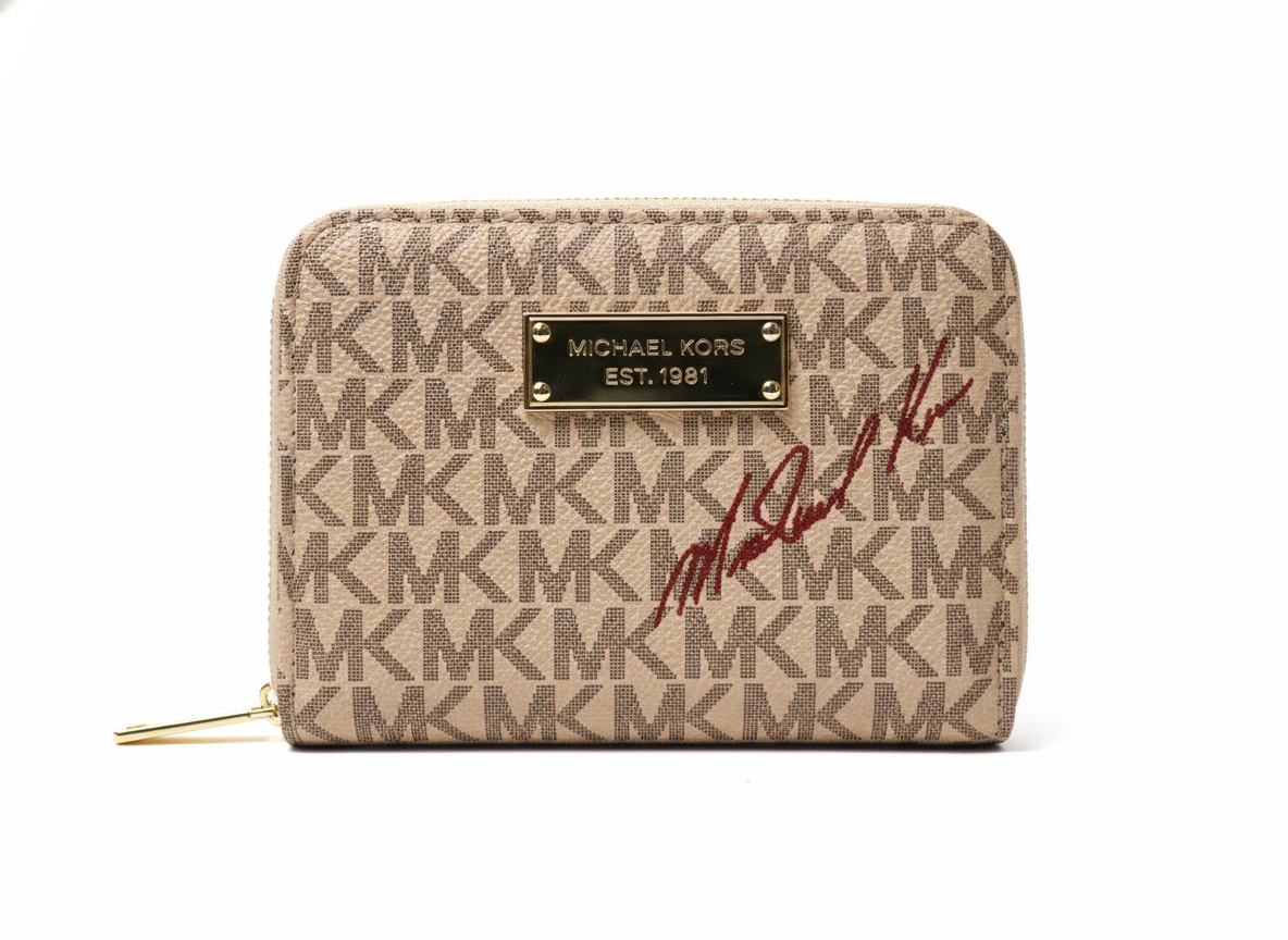 Michael Kors Signature Monogram Zip-Around Wallet - Mirror