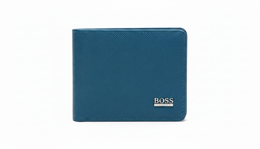 BOSS Textured Bifold Wallet with Logo Plate (Light Blue) - Mirror