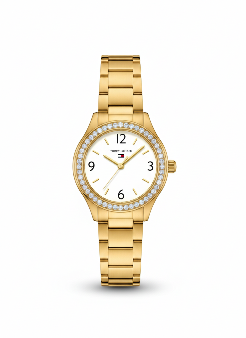 Tommy Hilfiger Gold Tone Crystal Accent Watch - Mirror