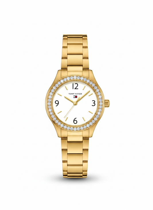 Tommy Hilfiger Gold Tone Crystal Accent Watch - Mirror
