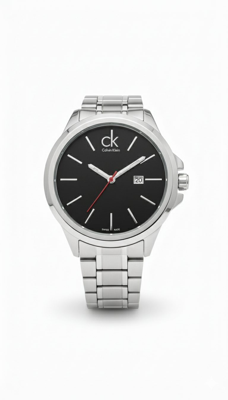 Calvin Klein (CK) Men's Stainless Steel Watch with Black Dial - Mirror