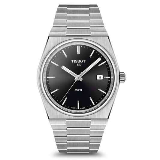 Tissot PRX Powermatic 80 Black Dial Men’s Watch – Stainless Steel Bracelet - Mirror