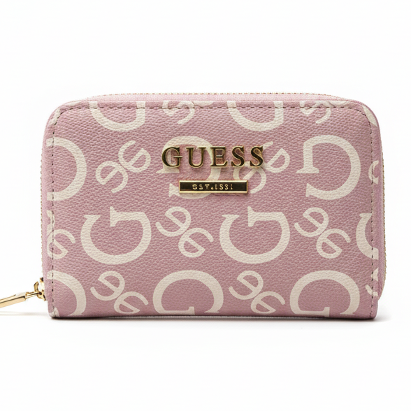 GUESS Signature Logo Zip-Around Rose Wallet