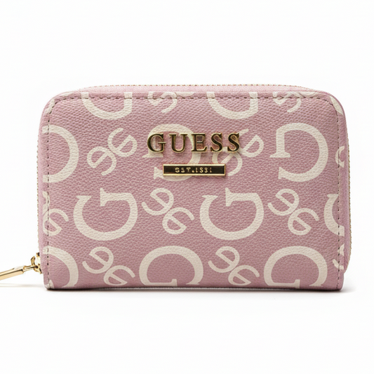 GUESS Signature Logo Zip-Around Rose Wallet