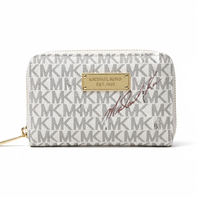 Michael Kors Logo Print Bifold Zip Wallet - Off-White